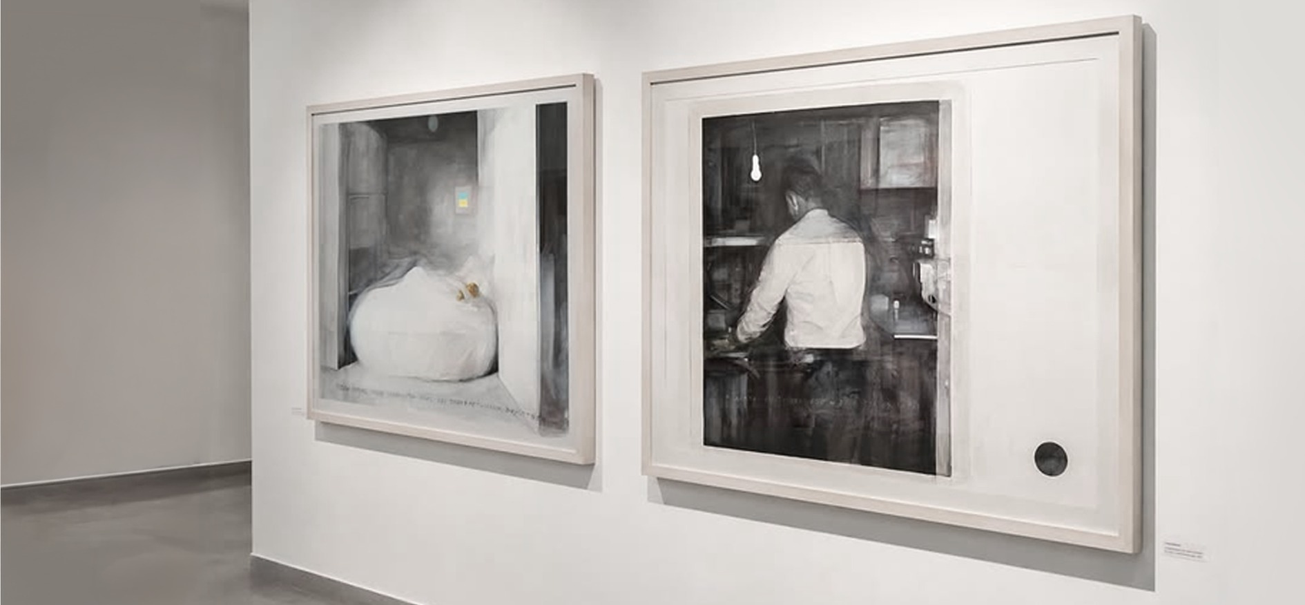 Exhibition installation view with two works by Spyros Verykios